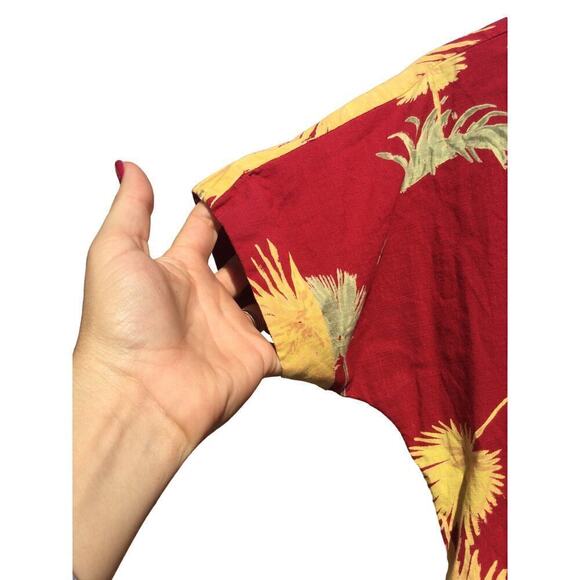 Free People Malibu Romper Women XS Red Yellow Tropical Beachy Boho Hawaii Cotton - Picture 9 of 13